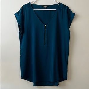 Express Silky Zip Front Gramercy Tee